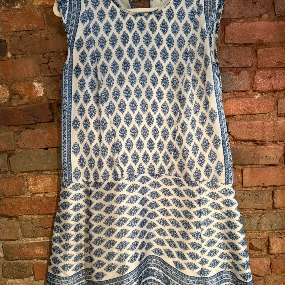 Madewell Silk Blue and White Patterned Dress size s